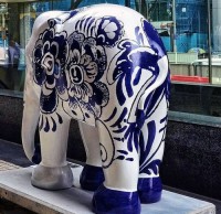 玻璃钢动物雕塑彩绘大象