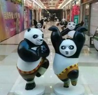 玻璃钢卡通熊猫组合雕塑